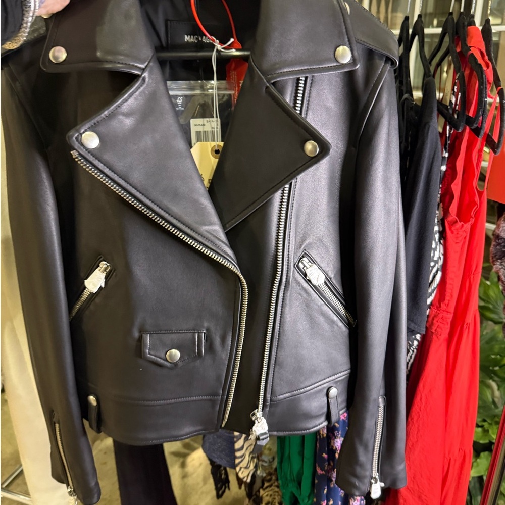 Brand New MACKAGE Black Leather Biker Jacket